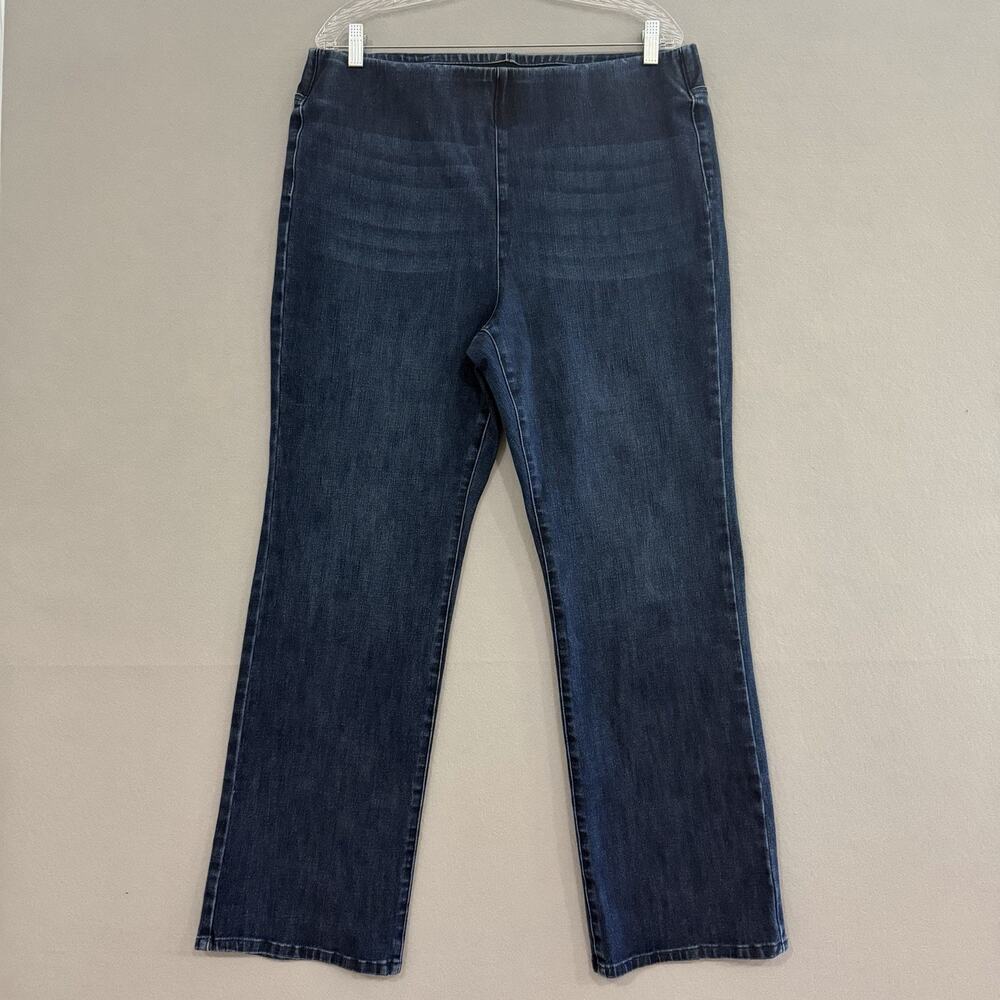 Soft Surroundings Jeans Size XL Dark Wash Pull On Stretch Denim Straight Leg